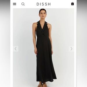 Ezra Black Linen Midi Dress